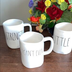 Rae Dunn White Mugs with Bold Text